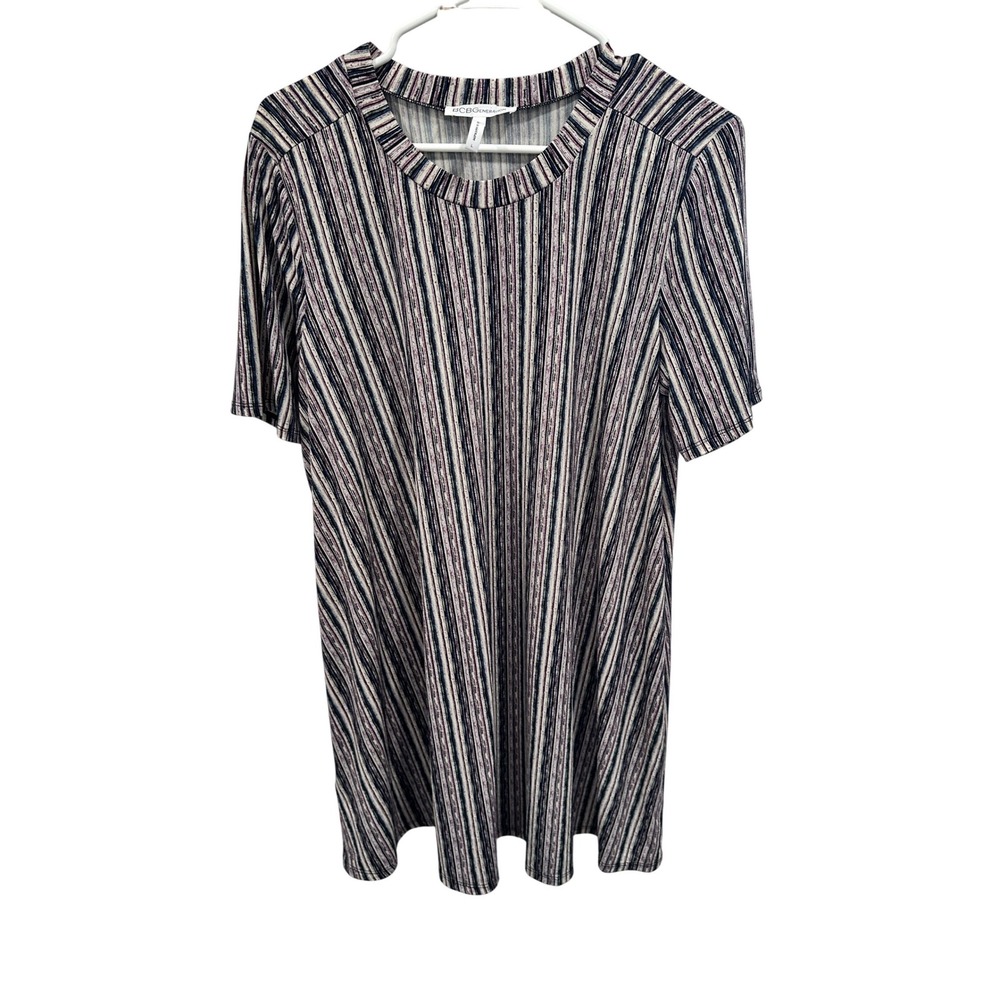 BCBG Generation Womens Striped Knit Dress Size Large Short Sleeve Crew Neck